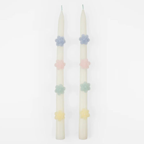 Pastel Flower Taper Candles (x 2)