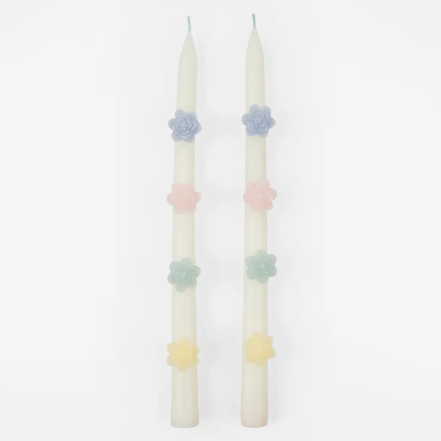 Pastel Flower Taper Candles (x 2)