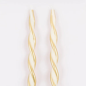 Gold Stripe Twist Candles