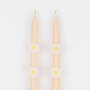 Pink Daisy Taper Candles (x 2)