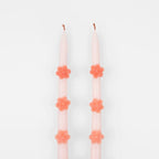 Pink Flower Taper Candles (x 2)