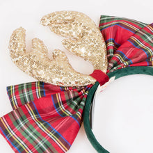 Plaid Bow & Antlers Headband