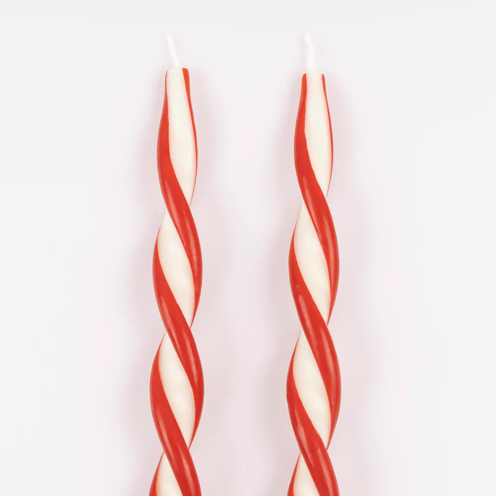 Red Stripe Twist Candles