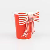 Red & White Stripy Bow Cups