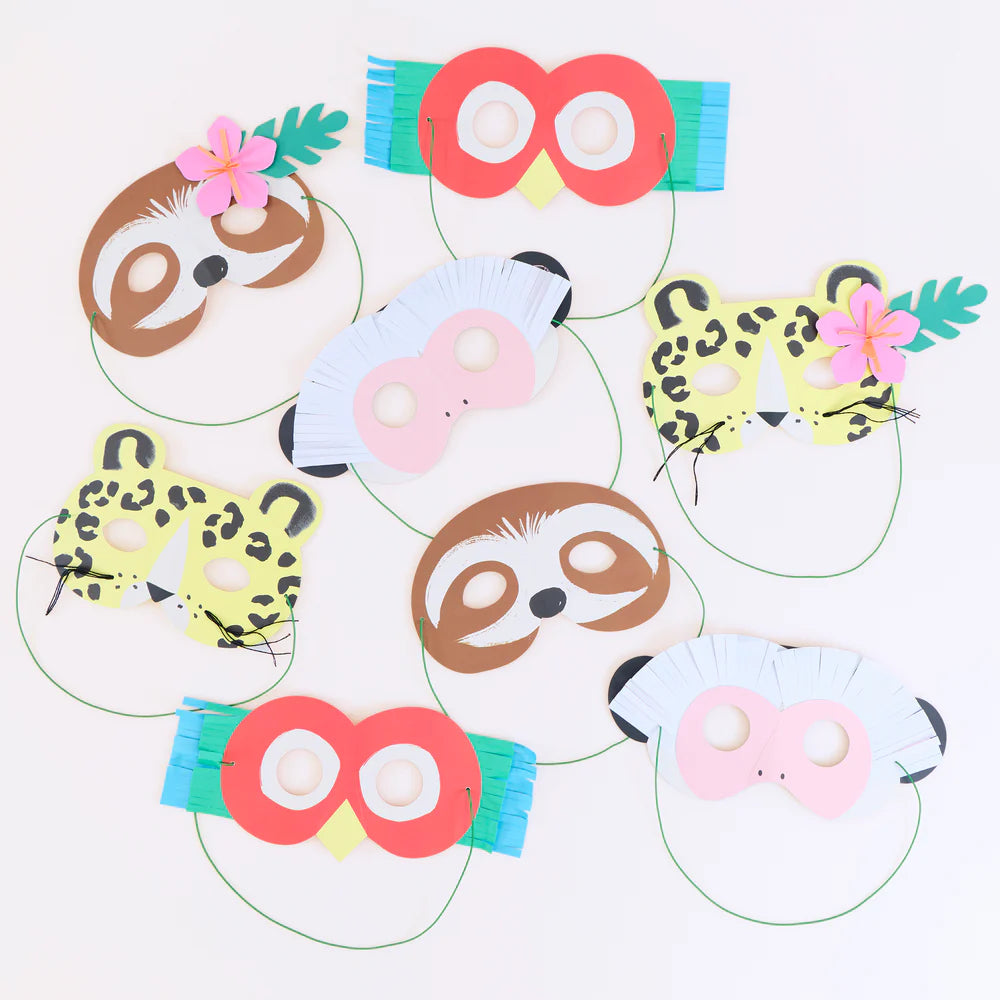 Jungle Jamboree Party Masks (x 8)