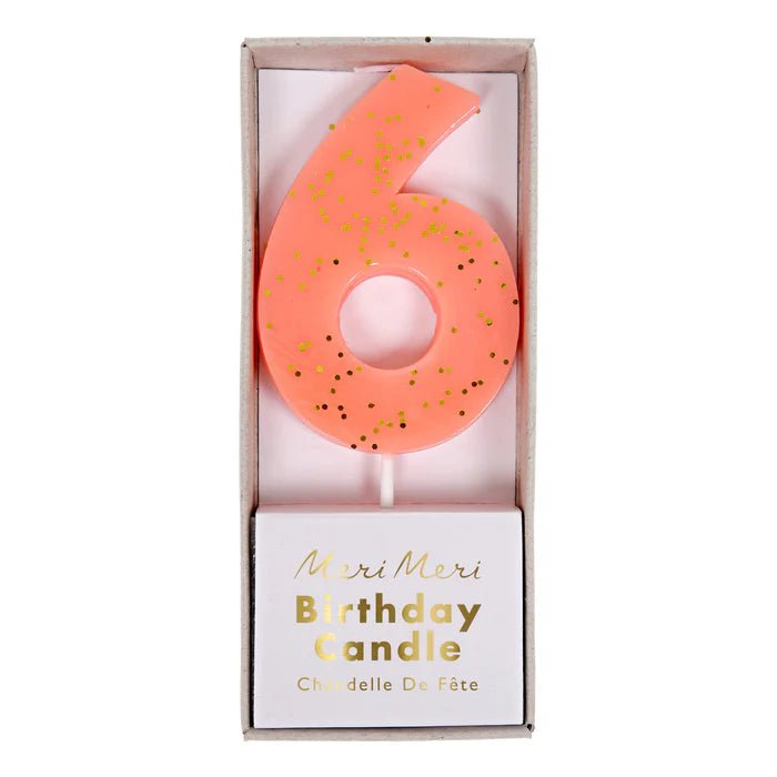Pink Number 6 Candle