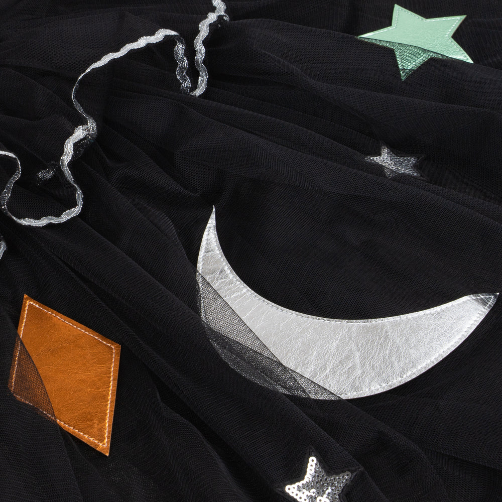 Tulle Appliqué Witch Cape, Hat & Wand