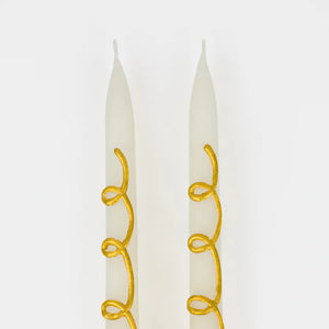 Gold Swirl Taper Candles (x 2)