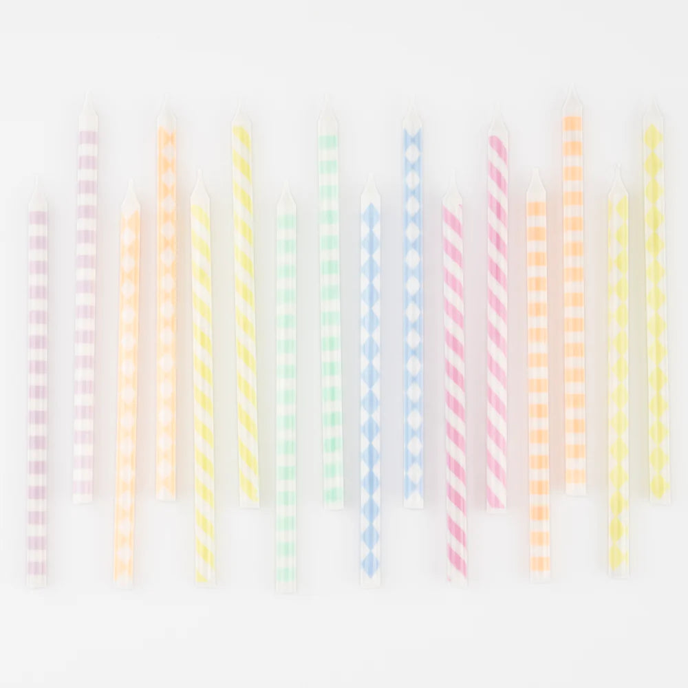 Pastel Patterned Candles (x 16)