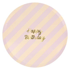 Stripe Happy Birthday Dinner Plates (x 8)