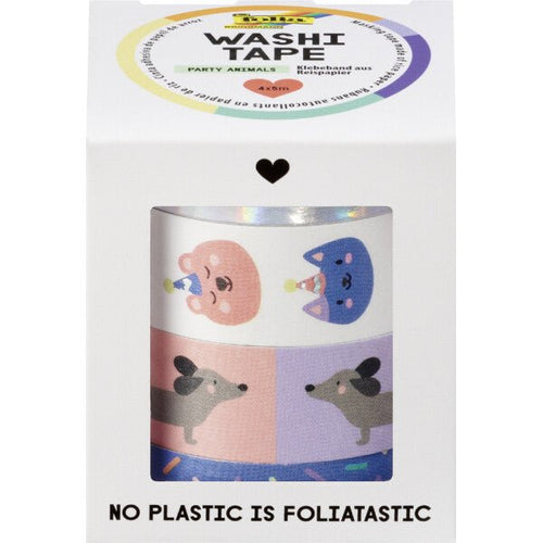 Washi-Tape 4er-Set Hotfoil  Party Animals