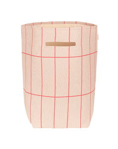 Vibes Large Storage Basket Pink Red Grid