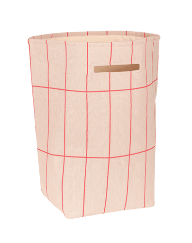 Vibes Large Storage Basket Pink Red Grid