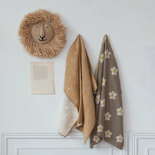 Cotton Knit Baby Blanket with Printed Flowers