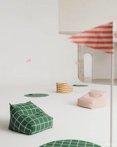 Vibes Armchair Bean Bag Pink Red Grid