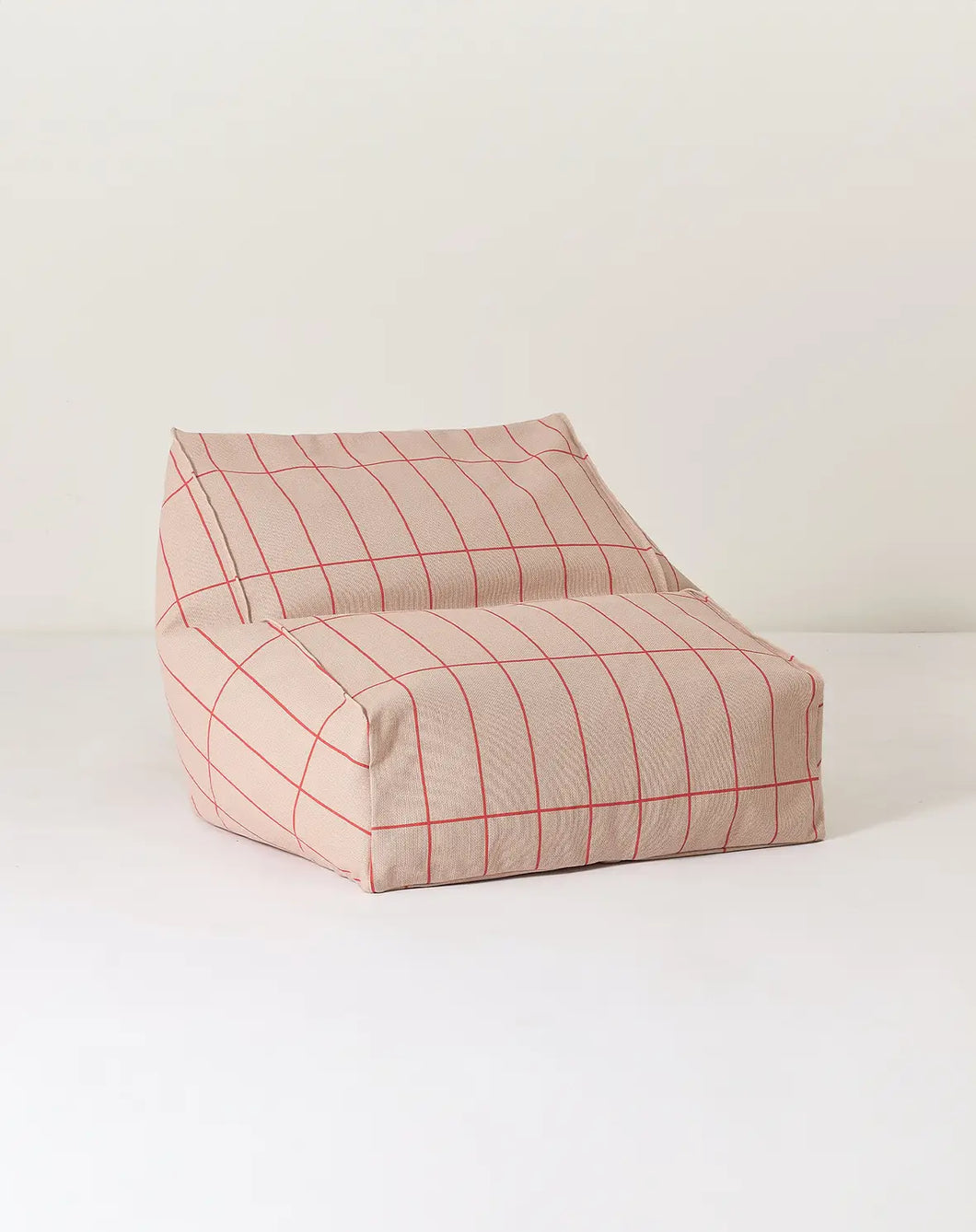 Vibes Armchair Bean Bag Pink Red Grid
