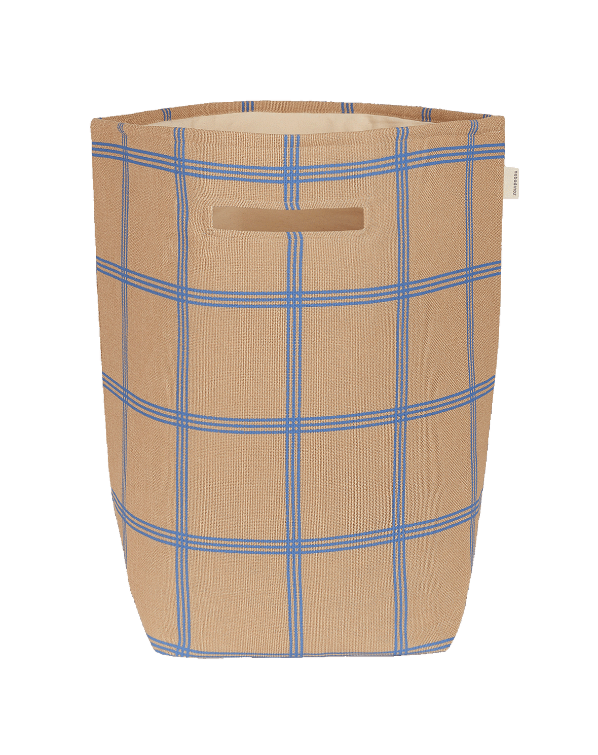Vibes Large Storage Basket Brown Blue Windowpane