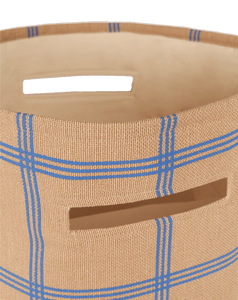 Vibes Large Storage Basket Brown Blue Windowpane