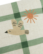 Vibes Rect Cushion Linen Green Windowpane Bird