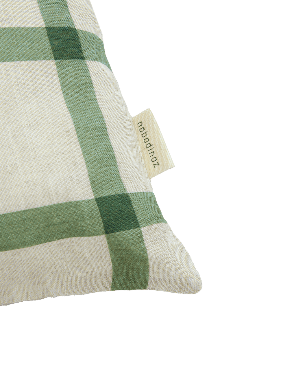 Vibes Rect Cushion Linen Green Windowpane Bird