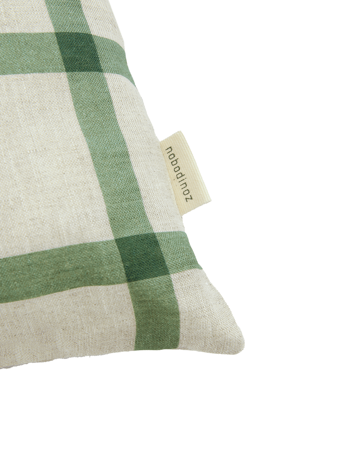 Vibes Rect Cushion Linen Green Windowpane Bird