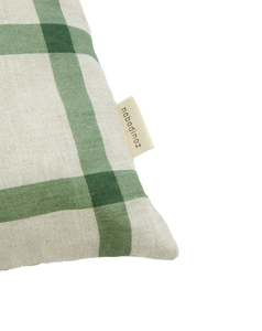 Vibes Rect Cushion Linen Green Windowpane Bird