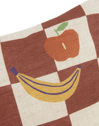 Vibes Rect Cushion Linen Maron Checks Fruits