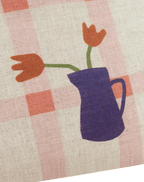 Vibes Rect Cushion Linen Pink Windowpane Tulips