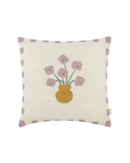 Vibes Square Cushion Linen Lilac Checks Flowers