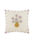 Vibes Square Cushion Linen Lilac Checks Flowers