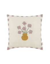 Vibes Square Cushion Linen Lilac Checks Flowers