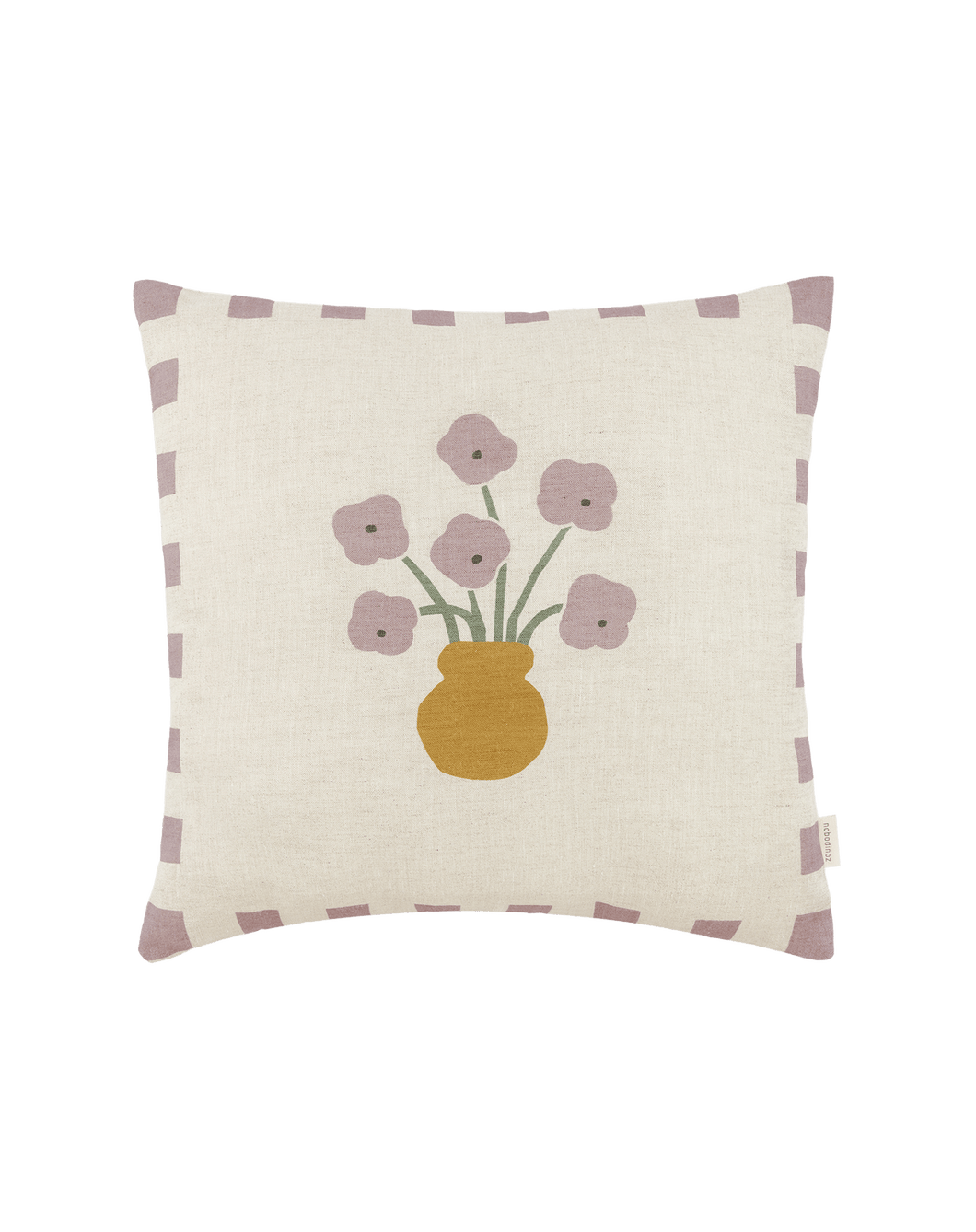 Vibes Square Cushion Linen Lilac Checks Flowers