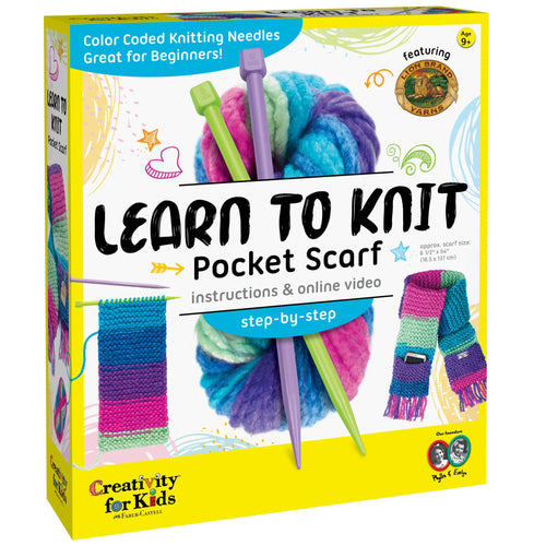 Learn to knit pocket scarf