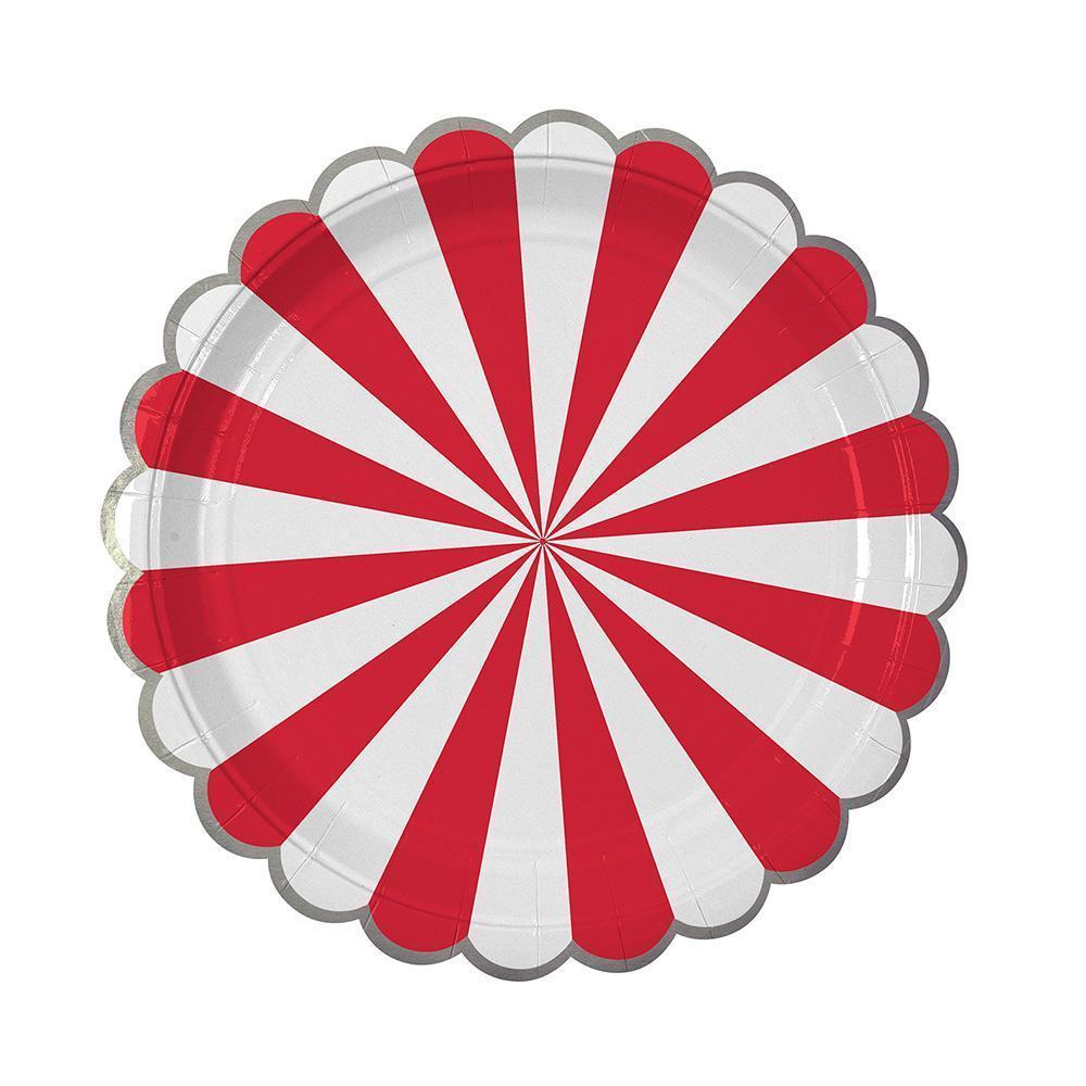 Red Fan Stripe Large Plates