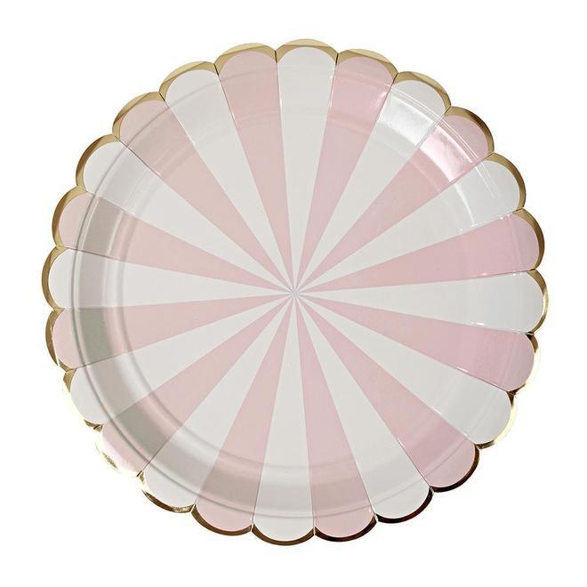 Dusty Pink Fan Stripe Large Plates
