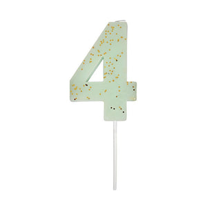 Mint Number 4 Candle