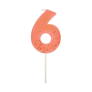 Pink Number 6 Candle