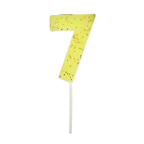 Yellow Number 7 Candle