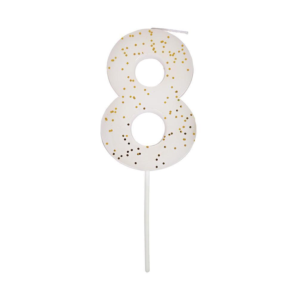 White Number 8 Candle