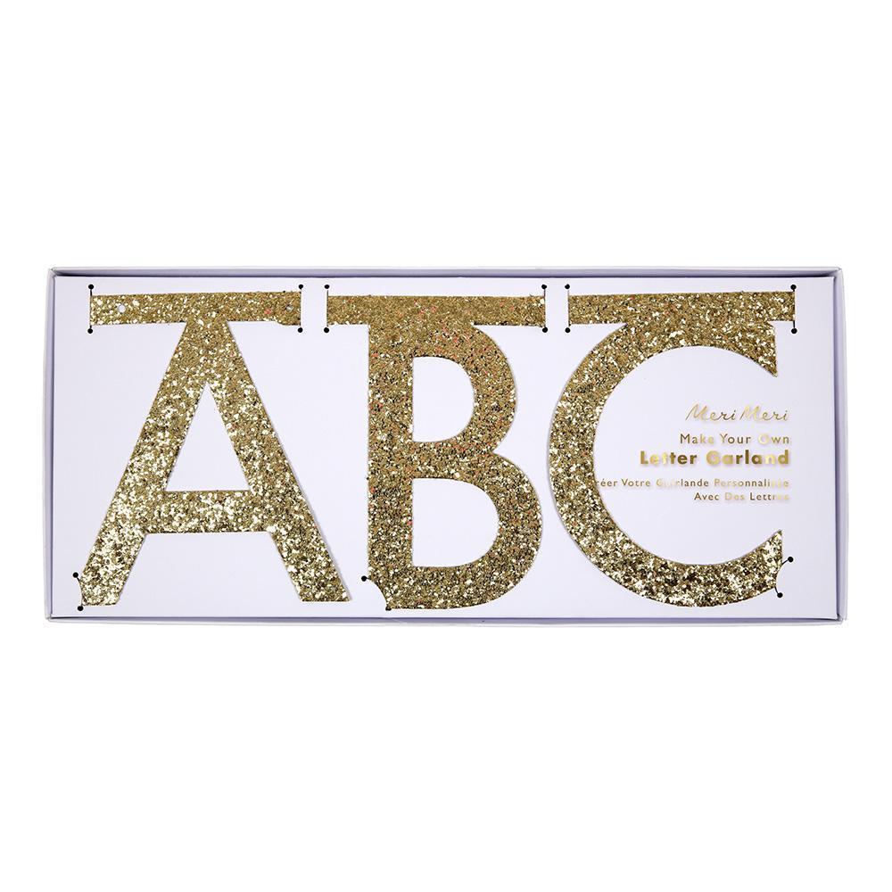 Gold Glitter Letter Garland Kit