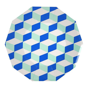 Aqua Cubic Plates (large)