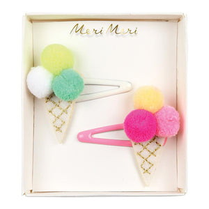 Pompom Ice Cream Hair Clips