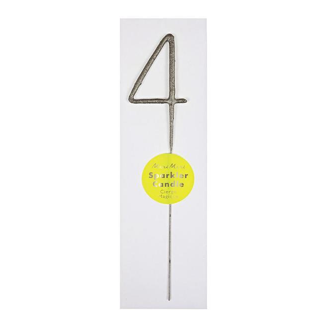 Silver Sparkler Number Candle