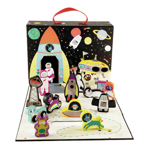 Playbox with wooden pieces- Space