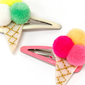 Pompom Ice Cream Hair Clips