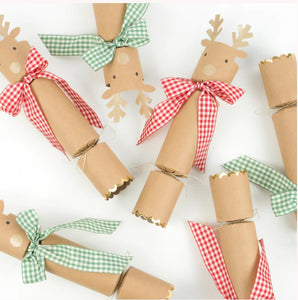 Gingham Bow Reindeer Crackers (x 6)