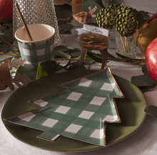 Green Gingham Tree Plates (x 8)