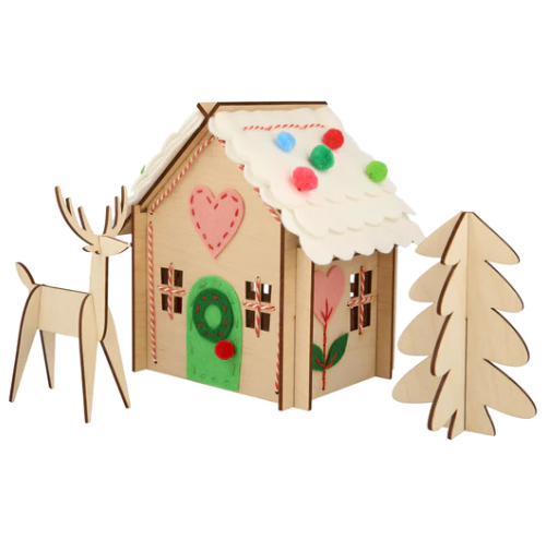 Wooden Embroidery Gingerbread House Kit