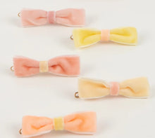 Pastel Velvet Mini Bow Clips (x 10)