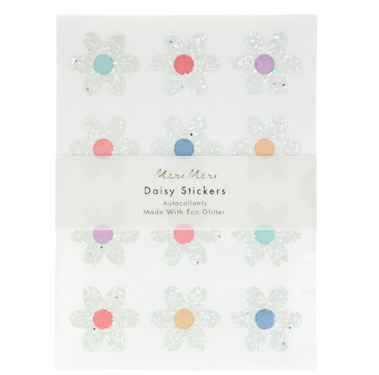 Glitter Daisy Stickers (x 8 sheets)